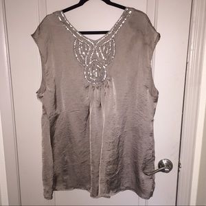 Beautiful pewter with sequence crossover top